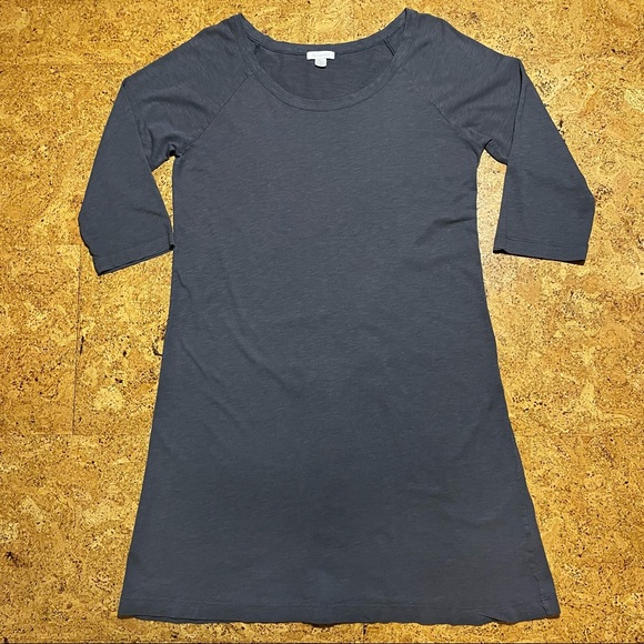 Garnet Hill Cotton Modal Casual 3/4 Sleeve Dress in Lilac Gray Sz M - Picture 5 of 9